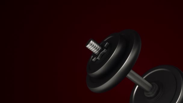 Animation Rotating Dumbbell Dark Background Concept Fitness Athletics Animation Seamless — Stock Video