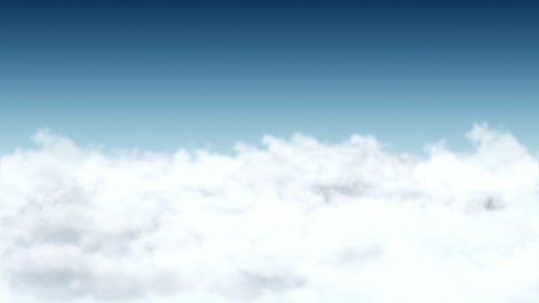 Animação Voo Sobre Nuvens Brancas Fundo Céu Azul Animação Loop — Vídeo de Stock