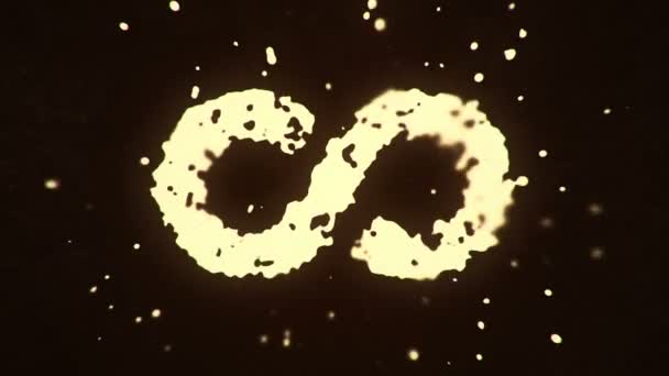 Летающая Жидкость Жидкие Частицы Образуют Символ Бесконечности Темном Фоне Анимация — стоковое видео
