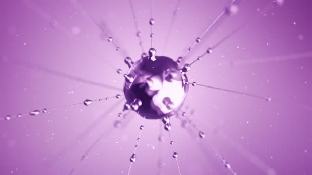 紫色背景下水滴沿着线条滑行的抽象动画无缝回路动画 — 图库视频影像