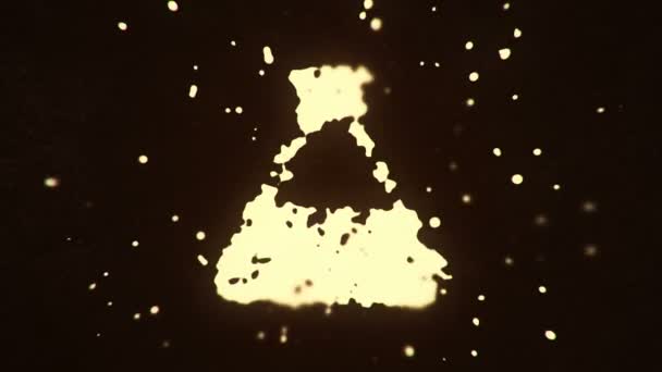 Летающая Жидкость Жидкие Частицы Образуют Химический Символ Колбы Темном Фоне — стоковое видео