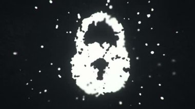 Uçan sıvı ve sıvı parçacıklar koyu arkaplanda kilit sembolü oluşturur, dipsiz döngünün animasyonu