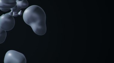 Siyah arkaplanda yükselen gri sıvı boya baloncukları ile soyut arkaplan, dikişsiz döngünün animasyonu