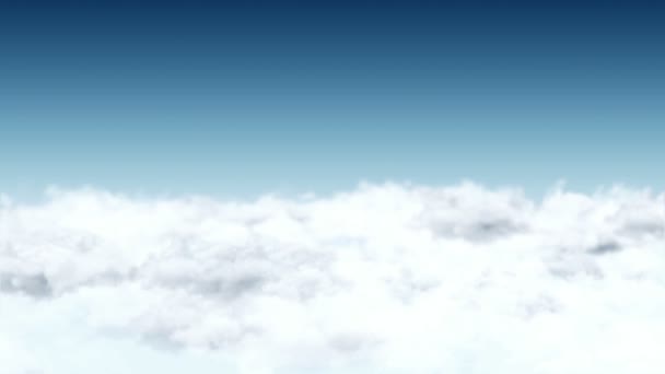 Animación Vuelo Sobre Nubes Blancas Sobre Fondo Azul Del Cielo — Vídeo de stock