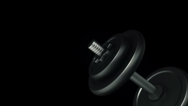 Animatie Van Roterende Halter Zwarte Achtergrond Concept Van Fitness Atletiek — Stockvideo