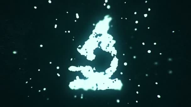 Flying Fluid Liquid Particles Form Microscope Symbol Dark Background Animation — Stock Video