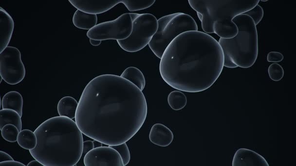 Абстрактный Фон Серыми Жидкими Пузырьками Краски Текущими Черном Фоне Анимация — стоковое видео