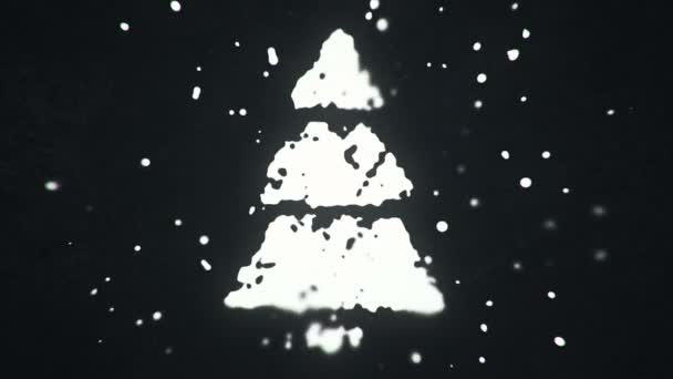 날으는 입자와 입자는 어두운 배경에서 솔방울없는 고리를 그리며 소나무의 상징을 — 비디오