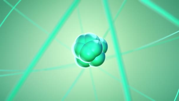Grüne Animation Des Sich Langsam Drehenden Atoms Aus Glas Animation — Stockvideo