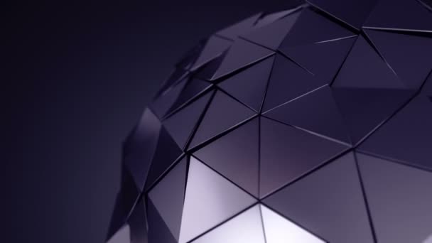 Abstract Background Dark Purple Animation Rotating Glass Sphere Smooth Polygonal — Stock Video