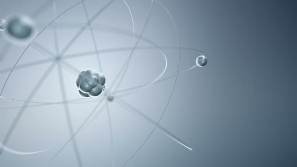 ガラスからの遅い回転原子の灰色のアニメーション シームレスなループのアニメーション — ストック動画