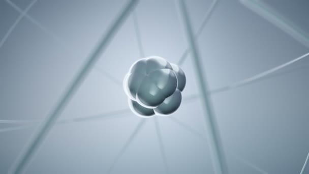 animation grise de l'atome de rotation lente à partir du verre, Animation de boucle sans couture  