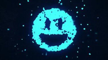 uçan sıvı ve sıvı parçacıklar koyu arkaplanda neon mavisi oluştururlar.
