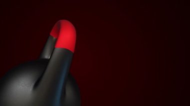 Karanlık arka planda dönen kettlebell animasyonu, fitness ve atletizm kavramı. Kusursuz döngünün animasyonu