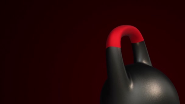 Animatie Van Roterende Kettlebell Donkere Achtergrond Concept Van Fitness Atletiek — Stockvideo