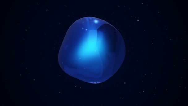 추상적 과검은 배경에 파란색 물거품이 흐르는 가시없는 고리의 애니메이션 — 비디오