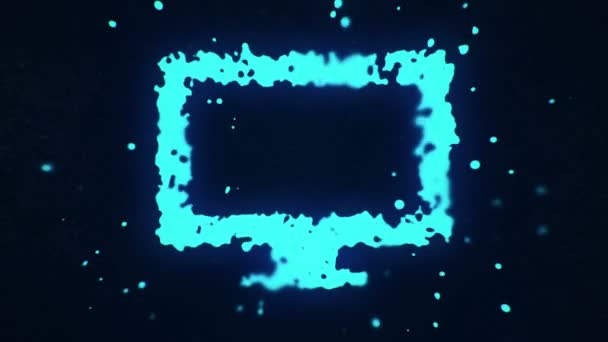 Płyn Latający Cząstki Ciekłe Tworzą Neon Niebieski Ciemnym Tle — Wideo stockowe