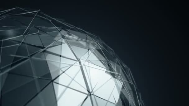 Абстрактний Фон Темно Зеленою Анімацією Обертової Скляної Сфери Гладкою Багатокутною — стокове відео
