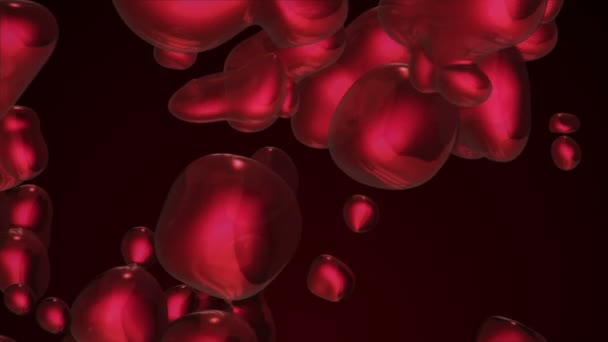 黒地に赤い液体の泡が浮かぶ抽象的な背景 シームレスなループのアニメーション — ストック動画