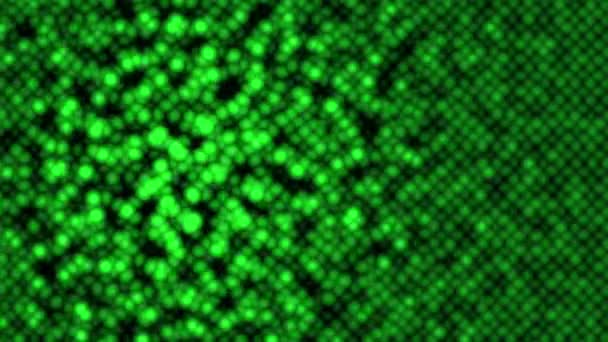 Абстрактная Поверхность Блестящими Зелеными Вибрирующими Мозаичными Клетками Молекул Черном Фоне — стоковое видео