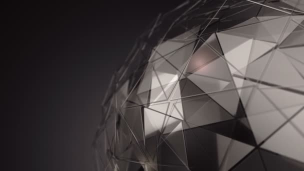 Fond abstrait avec animation dorée foncée de la sphère de verre avec surface polygonale lisse, Animation de boucle sans couture .