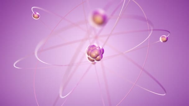 玻璃慢速旋转原子的紫色动画 无缝循环动画 — 图库视频影像
