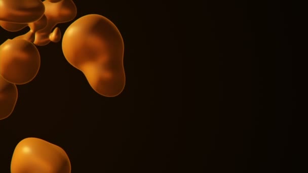 Абстрактный Фон Золотистыми Жидкими Пузырьками Краски Текущими Чёрном Фоне Анимизация — стоковое видео