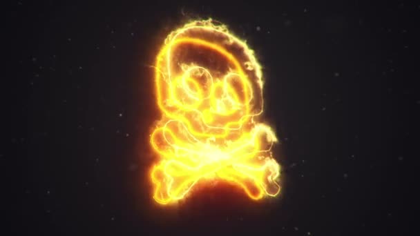 Animation Symbole Crâne Enflammé Sur Fond Sombre Boucle Transparente — Video