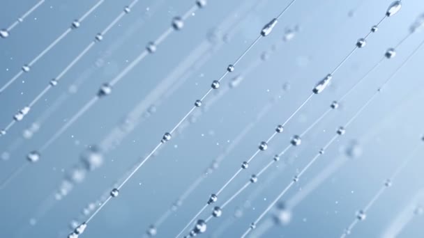 Abstract Animatie Van Waterdruppels Glijden Langs Lijnen Blauwe Achtergrond Animatie — Stockvideo
