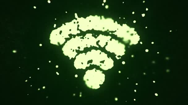 Płyn Latający Cząstki Ciekłe Tworzą Symbol Wifi Ciemnym Tle Animacja — Wideo stockowe
