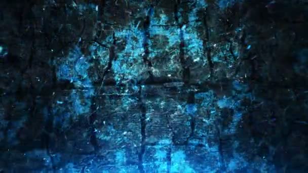 Animação Faíscas Azuis Brilhantes Fogo Ardente Voando Sobre Placas Madeira — Vídeo de Stock