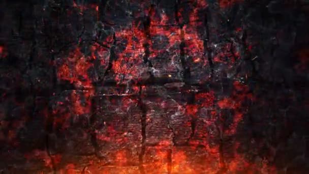 Animazione Scintille Incandescenti Rosse Dal Fuoco Ardente Che Vola Sfondo — Video Stock