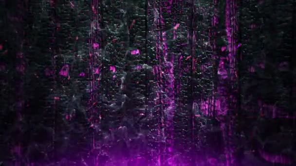Animación Chispas Brillantes Púrpura Fuego Ardiente Volando Sobre Fondo Tablas — Vídeo de stock