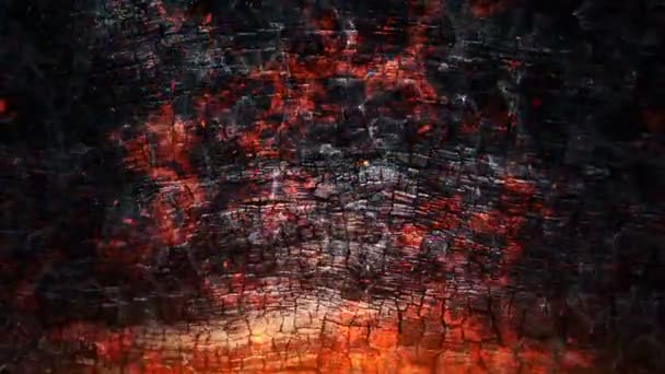 Animáció Vörös Izzó Szikrák Égő Tűz Repül Égett Táblák Háttér — Stock videók