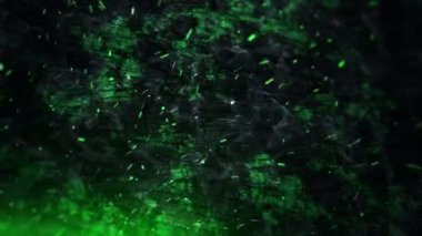 Yanan ateşin parlayan kıvılcımlarının canlandırılması yanan tahta tahtaların üzerinde uçması arka plan, kusursuz döngünün animasyonu  