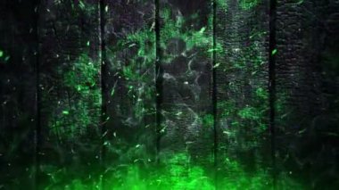 Yanan ateşin parlayan kıvılcımlarının canlandırılması yanan tahta tahtaların üzerinde uçması arka plan, kusursuz döngünün animasyonu  