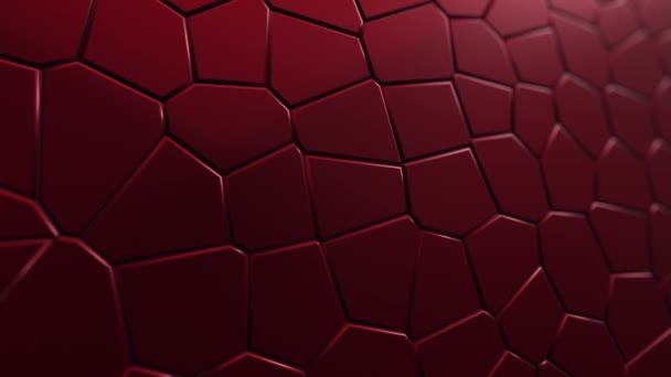 Abstrato Superfície Vibratória Vermelho Escuro Com Células Mosaico Moléculas Fundo — Vídeo de Stock
