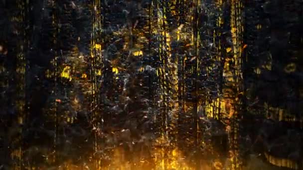 Анімація Помаранчевих Сяючих Іскр Від Палаючого Вогню Летить Фоні Спалених — стокове відео