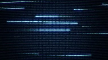 İkili kodu temsil eden teknolojik arka plan. Renkli arkaplanda farklı yapılandırmalarda ikili haneler 1 ve 0. Kusursuz döngünün animasyonu.