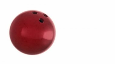 Bowling maçı için yavaş dönen topun animasyonu. Gerçekçi dokuya ve ışığa sahip yakın çekim görüntüsü. Kusursuz döngünün animasyonu.