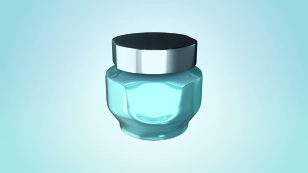 Handcreme Oder Gesichtscreme Glasdose Auf Hochglanzebene Animation Für Kosmetikpackungen — Stockvideo