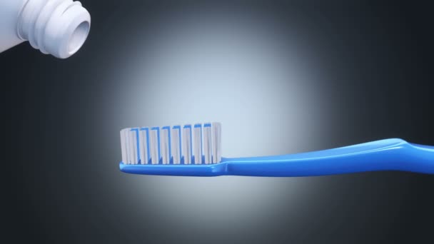 Animation Dentifrice Pressé Sur Brosse Dents Animation Boucle Transparente — Video