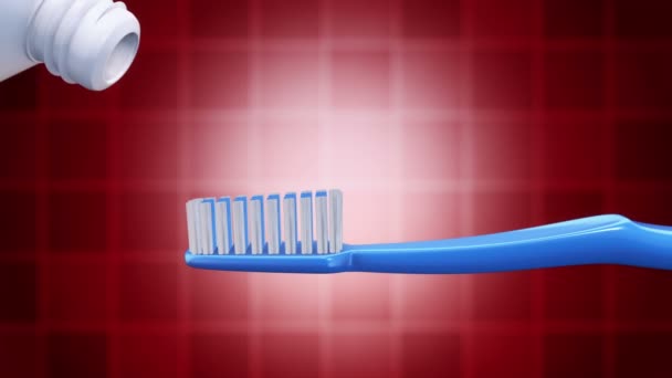 歯ブラシに圧迫歯磨き粉のアニメーション シームレスループのアニメーション — ストック動画