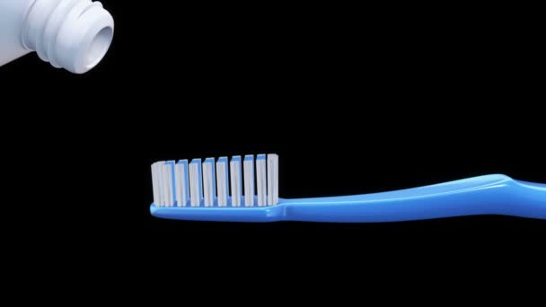 Анімація Стиснутої Зубної Пасти Зубній Щітці Анімація Безшовної Петлі — стокове відео