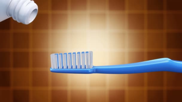 Animation Squeezed Toothpaste Toothbrush Animation Seamless Loop — Stock Video