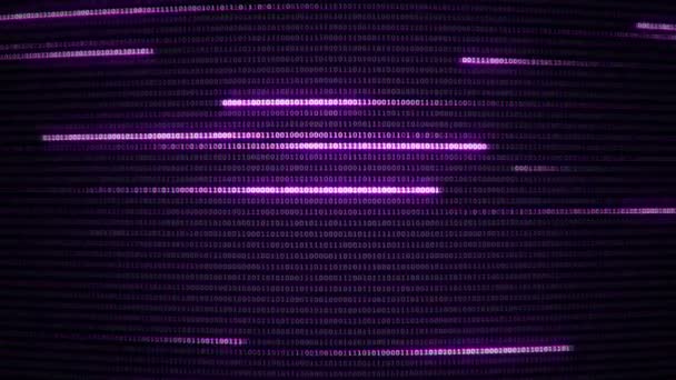 バイナリコードを表現した技術的背景 カラフルな背景の異なる構成で2進数1と0 シームレスループのアニメーション — ストック動画