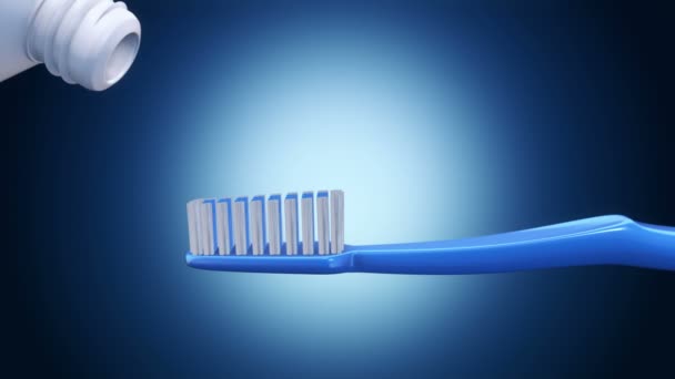 Animation Dentifrice Pressé Sur Brosse Dents Animation Boucle Transparente — Video