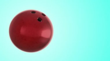 Bowling maçı için yavaş dönen topun animasyonu. Gerçekçi dokuya ve ışığa sahip yakın çekim görüntüsü. Kusursuz döngünün animasyonu.