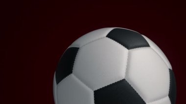 Futbolun gerçek deri dokusuyla topu arka planda döner. Kusursuz döngünün animasyonu.