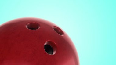 Bowling maçı için yavaş dönen topun animasyonu. Gerçekçi dokuya ve ışığa sahip yakın çekim görüntüsü. Kusursuz döngünün animasyonu.